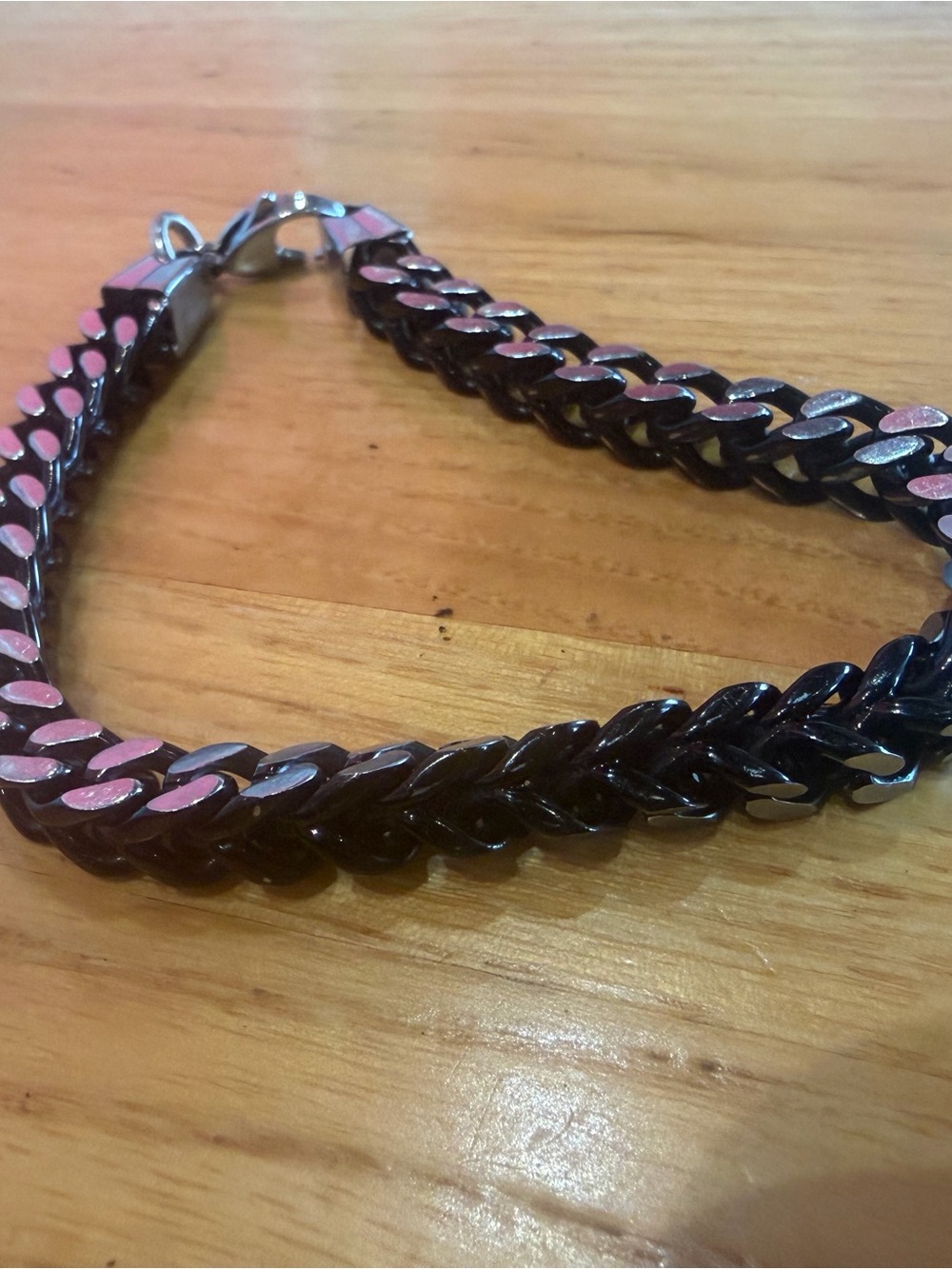 Black and Silver Men’s Cuban Chain Bracelet - Sleek Grooming Accessory